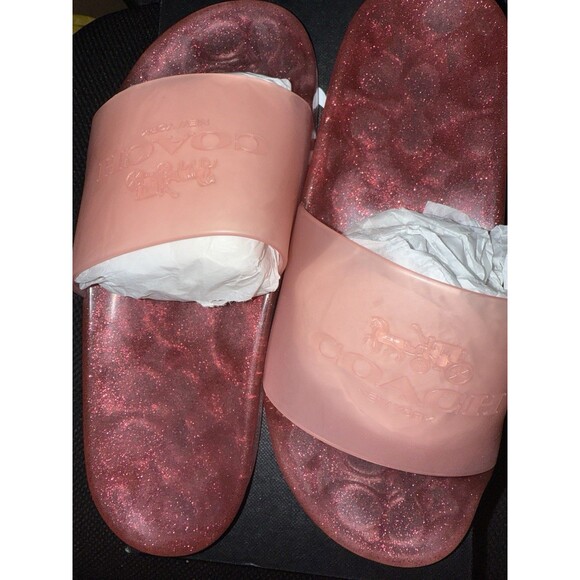 Coach C3068 Ulyssa Women's Rubber Pink Slide Sandals Size 7 - Picture 6 of 9